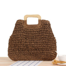 Load image into Gallery viewer, Round Straw Beach Bag Vintage Handmade Woven Shoulder Bag Raffia circle Rattan bags Bohemian Summer Vacation Casual Bags
