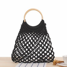 Load image into Gallery viewer, Round Straw Beach Bag Vintage Handmade Woven Shoulder Bag Raffia circle Rattan bags Bohemian Summer Vacation Casual Bags
