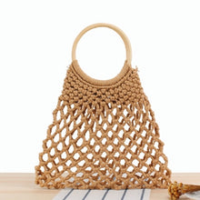 Load image into Gallery viewer, Round Straw Beach Bag Vintage Handmade Woven Shoulder Bag Raffia circle Rattan bags Bohemian Summer Vacation Casual Bags
