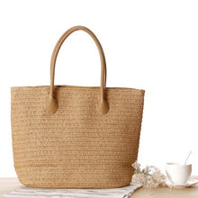Load image into Gallery viewer, Round Straw Beach Bag Vintage Handmade Woven Shoulder Bag Raffia circle Rattan bags Bohemian Summer Vacation Casual Bags

