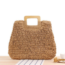 Load image into Gallery viewer, Round Straw Beach Bag Vintage Handmade Woven Shoulder Bag Raffia circle Rattan bags Bohemian Summer Vacation Casual Bags
