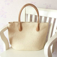 Load image into Gallery viewer, Round Straw Beach Bag Vintage Handmade Woven Shoulder Bag Raffia circle Rattan bags Bohemian Summer Vacation Casual Bags
