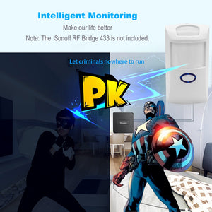 Wireless Dual Infrared Detector with Motion Sensor.  Smart Home Automation Security alert System for, works with Alexa