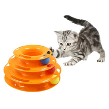 Load image into Gallery viewer, Three Levels pet cat toy Tower Tracks Disc cat Intelligence Amusement triple pay disc cat toys ball Training Amusement plate
