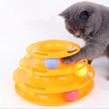 Load image into Gallery viewer, Three Levels pet cat toy Tower Tracks Disc cat Intelligence Amusement triple pay disc cat toys ball Training Amusement plate
