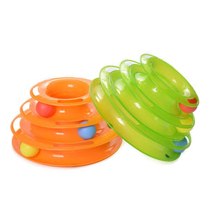 Three Levels pet cat toy Tower Tracks Disc cat Intelligence Amusement triple pay disc cat toys ball Training Amusement plate