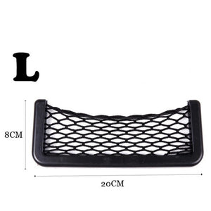 Universal Car Seat Side Back Storage Net Bag Phone Holder Pocket Organizer Black