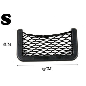 Universal Car Seat Side Back Storage Net Bag Phone Holder Pocket Organizer Black