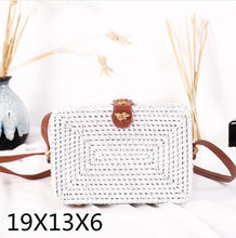 Load image into Gallery viewer, Woven Rattan Bag Round Straw Shoulder Bag Small Beach HandBags Women Summer Hollow Handmade Messenger Crossbody Bags
