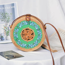 Load image into Gallery viewer, Woven Rattan Bag Round Straw Shoulder Bag Small Beach HandBags Women Summer Hollow Handmade Messenger Crossbody Bags
