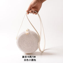 Load image into Gallery viewer, Woven Rattan Bag Round Straw Shoulder Bag Small Beach HandBags Women Summer Hollow Handmade Messenger Crossbody Bags
