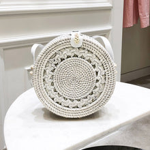 Load image into Gallery viewer, Woven Rattan Bag Round Straw Shoulder Bag Small Beach HandBags Women Summer Hollow Handmade Messenger Crossbody Bags
