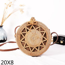 Load image into Gallery viewer, Woven Rattan Bag Round Straw Shoulder Bag Small Beach HandBags Women Summer Hollow Handmade Messenger Crossbody Bags
