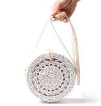 Load image into Gallery viewer, Woven Rattan Bag Round Straw Shoulder Bag Small Beach HandBags Women Summer Hollow Handmade Messenger Crossbody Bags
