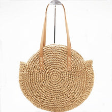 Load image into Gallery viewer, Woven Rattan Bag Round Straw Shoulder Bag Small Beach HandBags Women Summer Hollow Handmade Messenger Crossbody Bags
