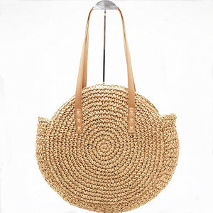 Woven Rattan Bag Round Straw Shoulder Bag Small Beach HandBags Women Summer Hollow Handmade Messenger Crossbody Bags