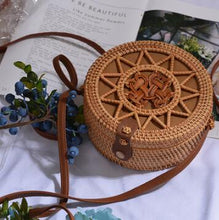 Load image into Gallery viewer, Woven Rattan Bag Round Straw Shoulder Bag Small Beach HandBags Women Summer Hollow Handmade Messenger Crossbody Bags
